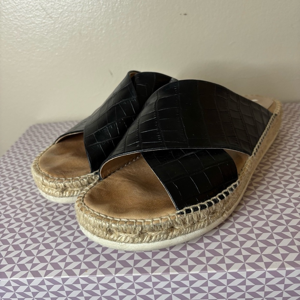 Kanna Women's platform sandals black leather slip on size 41 - Picture 6 of 8